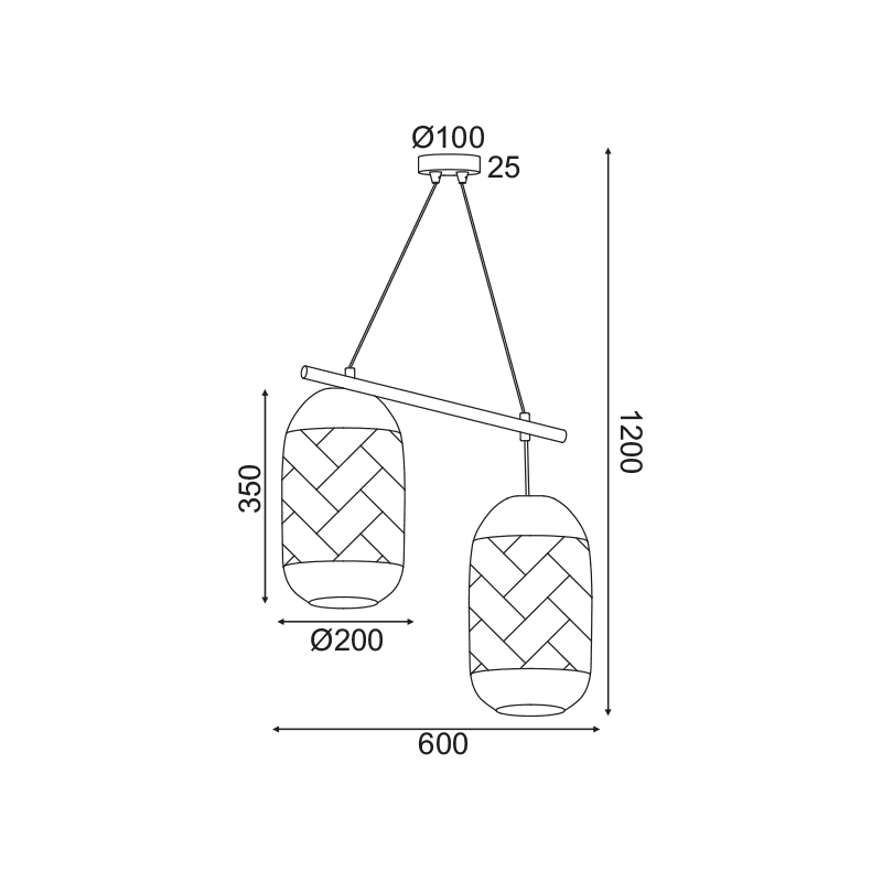 Κρεμαστο Φ/Σ 2Χε27 Rattan+Ξυλο 60X20Xh120Cm Coconut - Image 3