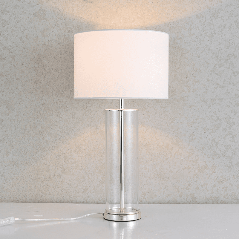 Επιτραπεζιο Φ/Σ 1Χε27 Γυαλι+Αμπαζουρ+Ασημι Μεταλλο Φ25Χη48Cm Antelino - Image 2