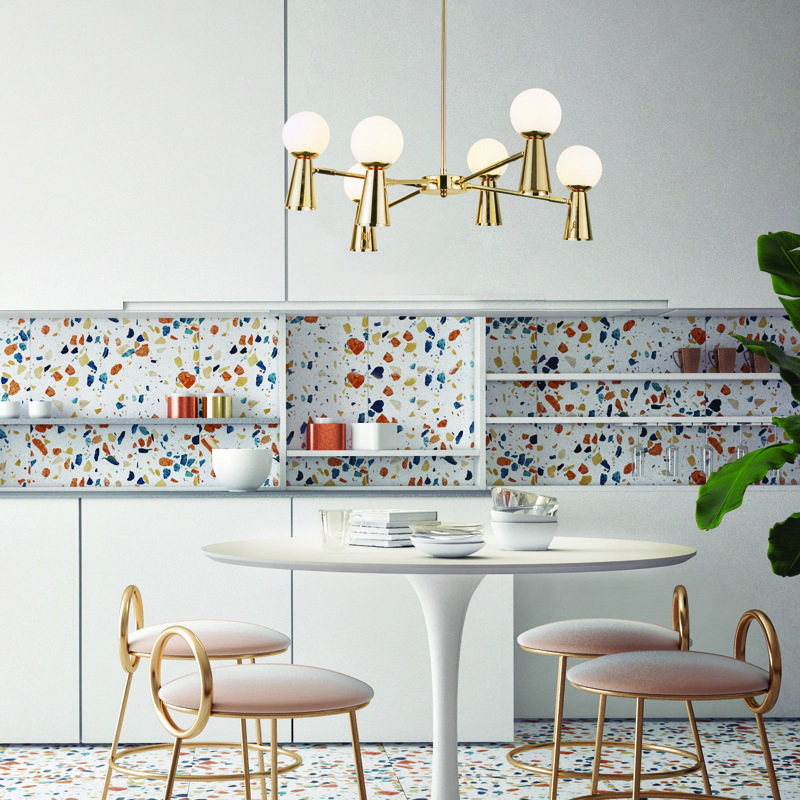 Κρεμαστο Φ/Σ 6Xg9+6Xgu10 Kimolos Χρυσο Μετ/Κο + Λευκο Γυαλι Φ72Χ120Cm - Image 2