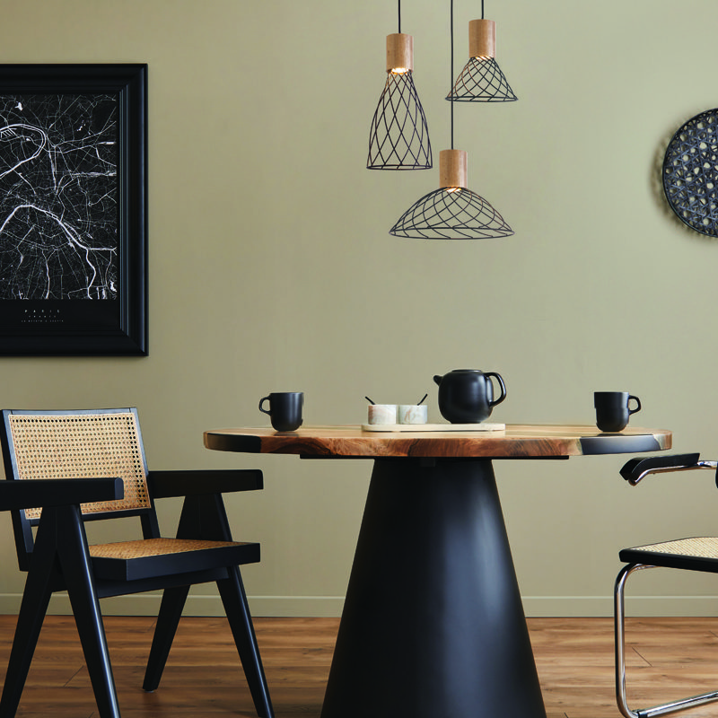 Netto Κρεμαστο Φ/Σ 1Xgu10 Tornade Μαυρο Μετ/Κο +Ξυλο Φ35Χ120Cm - Image 2