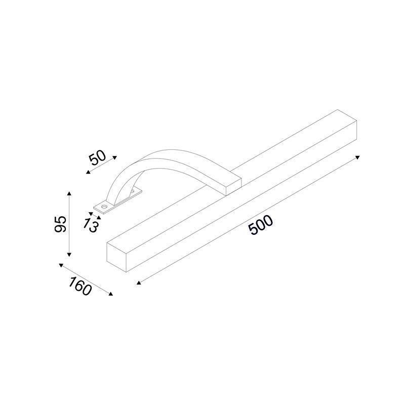 Φ/Σ Επιπλου Led 8W 3000K 520Lm Vide Χρωμιο Μετ/Κο Ip44 50X16X9,5Cm - Image 2