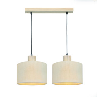 Netto Κρεμαστο Φ/Σ 2Χε27 Chios Κρεμ Υφασμα+Ξυλο 50X22Xh130Cm