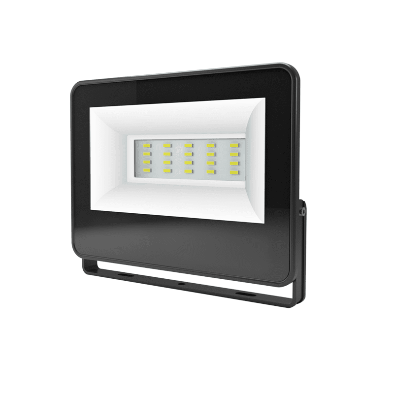 Black Led Smd Flood Luminaire Ip66 20W 6000K 2200Lm 230V Ac Ra80