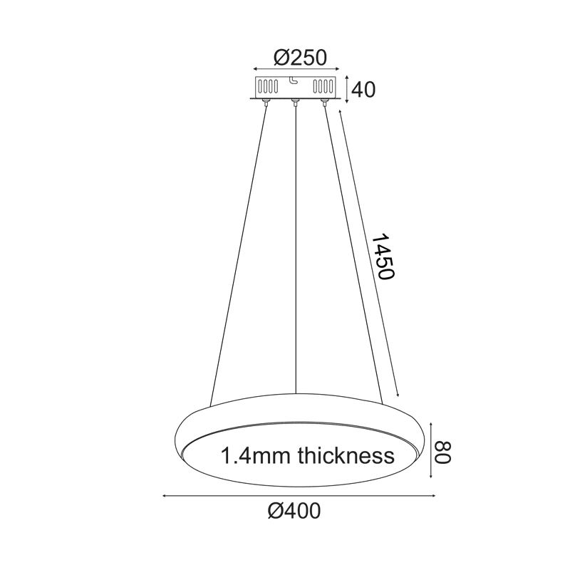 Κρεμαστο Φ/Σ Led 32W 2560Lm 3000K Λευκο Μετ/Κο D40Xh140Cm Kallista - Image 2