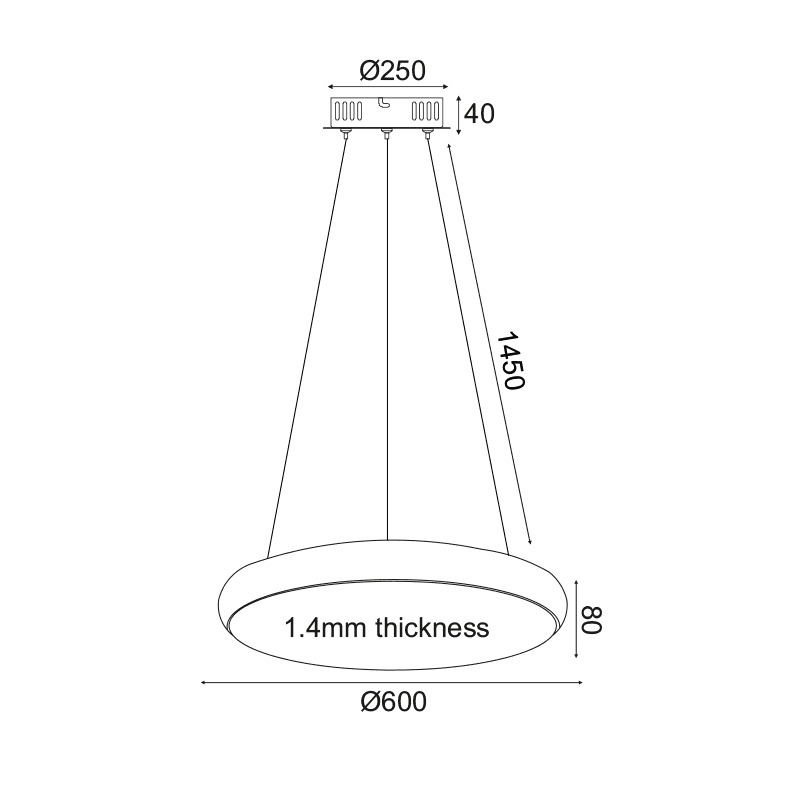 Κρεμαστο Φ/Σ Led 54W 4320Lm 3000K Μαυρο Μετ/Κο D60Xh135Cm Kallista - Image 2