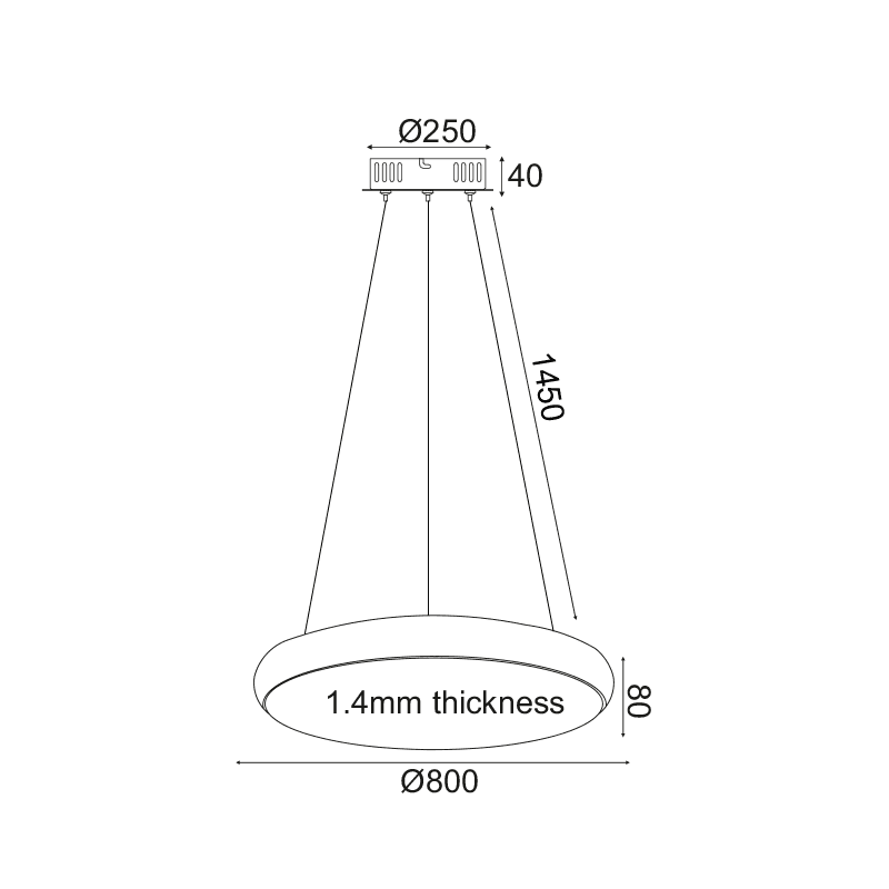Κρεμαστο Φ/Σ Led 70W 5600Lm 3000K Μαυρο Μετ/Κο D80Xh130Cm Kallista - Image 2