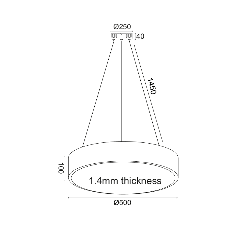 Κρεμαστο Φ/Σ Led 50W 4000Lm 3000K Μαυρο Μετ/Κο D50Xh135Cm Optimus - Image 2