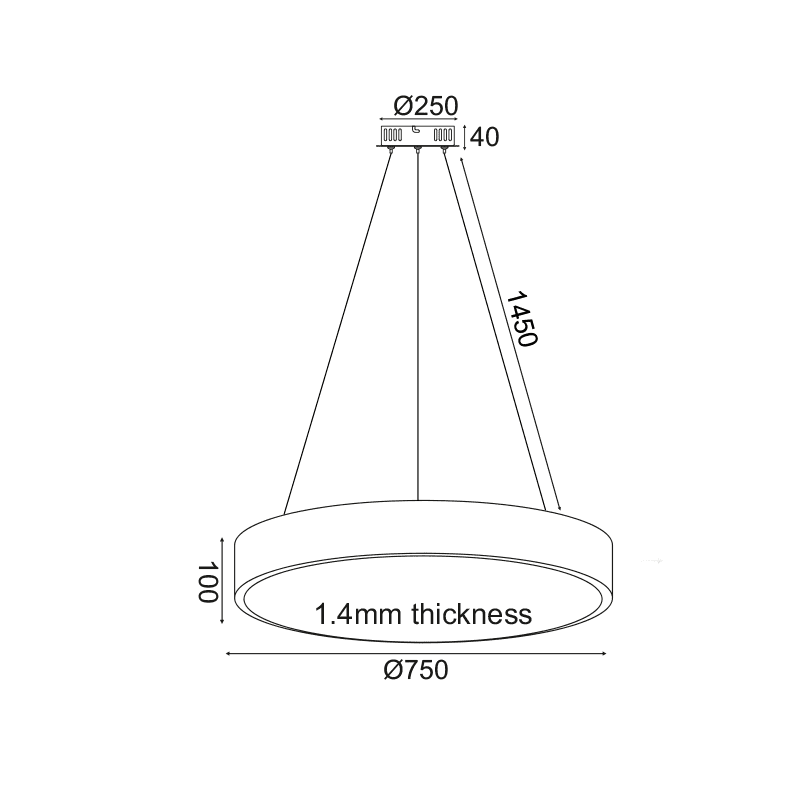 Κρεμαστο Φ/Σ Led 60W 4800Lm 3000K Λευκο Μετ/Κο D75Xh130Cm Optimus - Image 2