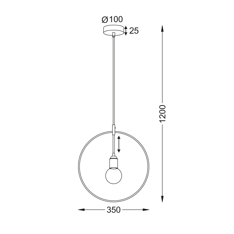 Κρεμαστο Φ/Σ 1Χε27 Μεταλλικο Χαλκινο Κυκλοσ Φ36Xh120Cm Twiggy - Image 2