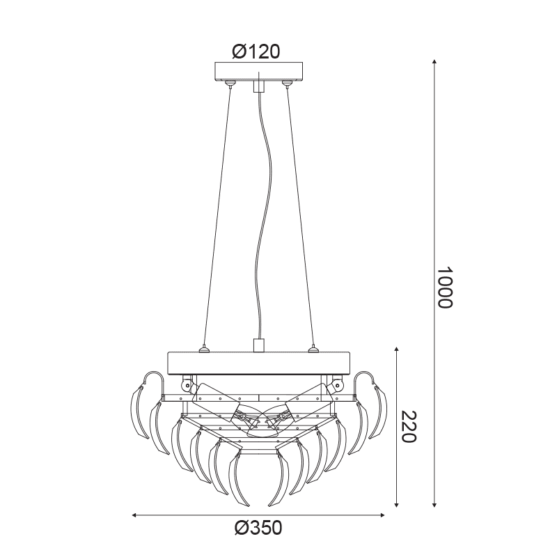 Netto Κρεμαστο Φ/Σ 3Χε14 Κρυσταλλο+Χρωμιο Μεταλλο Φ35Χη100Cm Vica - Image 2