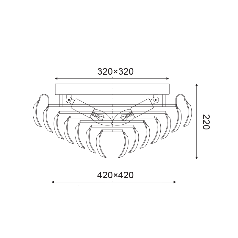Φ/Σ Οροφησ 4Χε14 Κρυστλλο+Χρωμιο Μεταλλο 40Χ40Χη20Cm Vica - Image 2