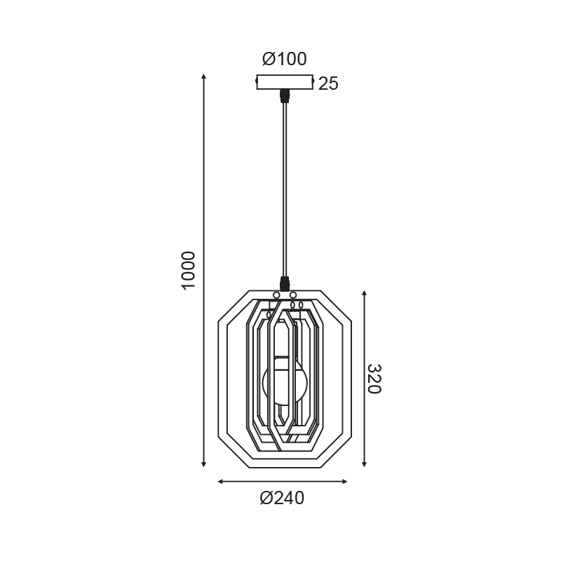 Κρεμαστο Φ/Σ 1Χε27 Σκ.καφε Δερμα Mdf D24Xh100Cm Triton - Image 2