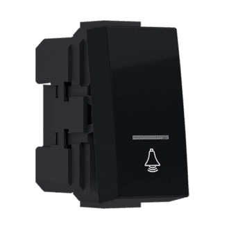 Modys Μπουτον Με Ενδειξη & Συμβολο Κουδουνι Μαυρο Ματ 1 Στ. 1P 10A 250Vac Ip20