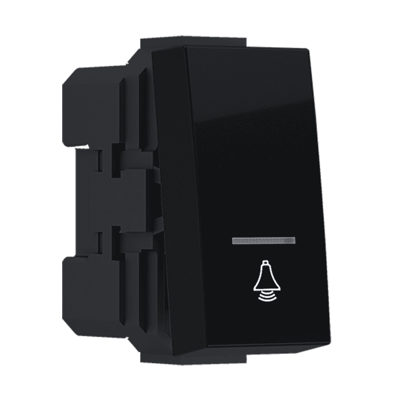 Modys Μπουτον Με Ενδειξη & Συμβολο Κουδουνι Μαυρο Ματ 1 Στ. 1P 10A 250Vac Ip20