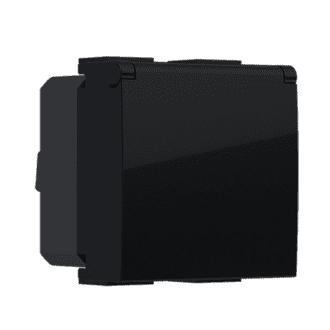 Modys Πριζα Σουκο Καπακι Ασφαλειασ Μαυρη Ματ  2 Στ. 2P+E 16A 250Vac Ip20