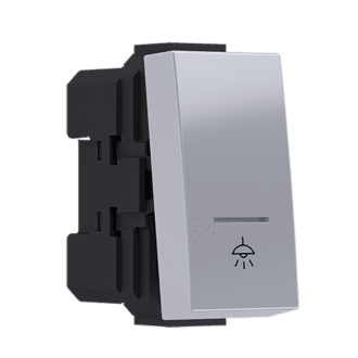 Modys Μπουτον Με Ενδειξη & Συμβολο Λυχνια Ασημι  1 Στ. 1P 10A 250Vac Ip20