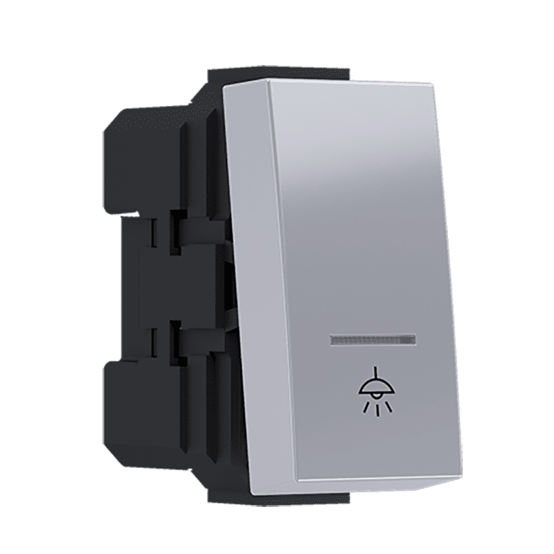 Modys Μπουτον Με Ενδειξη & Συμβολο Λυχνια Ασημι 1 Στ. 1P 10A 250Vac Ip20