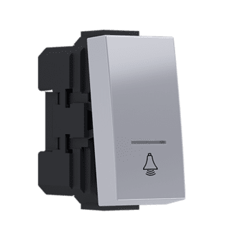 Modys Μπουτον Με Ενδειξη & Συμβολο Κουδουνι Ασημι  1 Στ. 1P 10A 250Vac Ip20