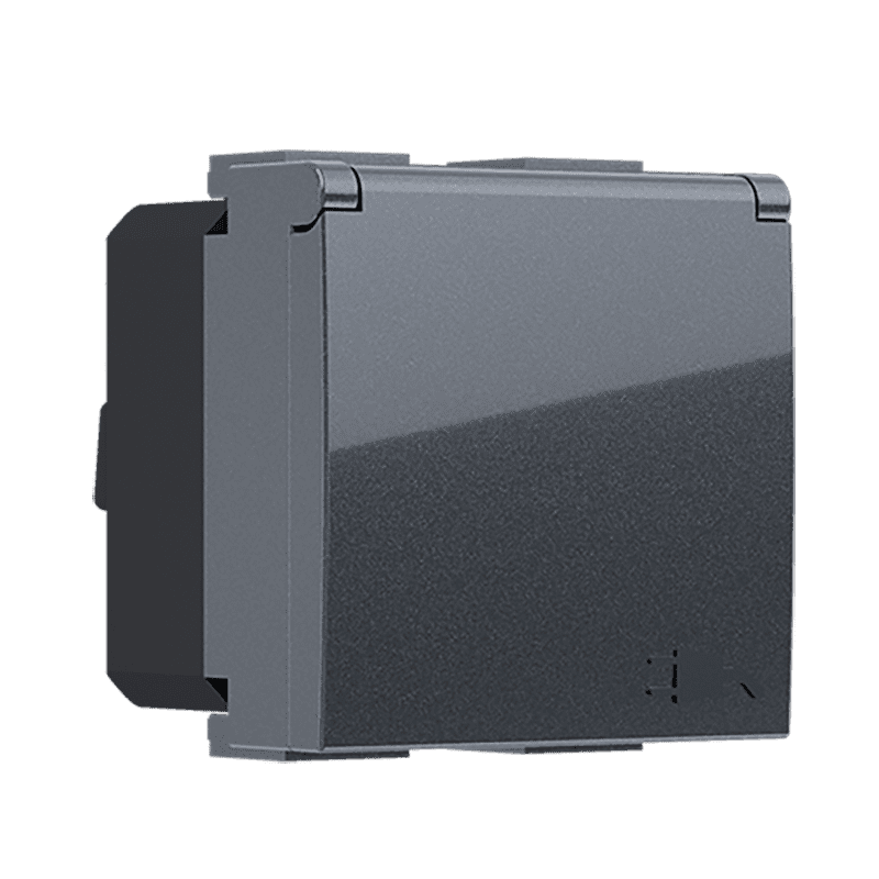 Modys Πριζα Σουκο Καπακι Ανθρακι 2 Στ. 2P+E 16A 250Vac Ip20