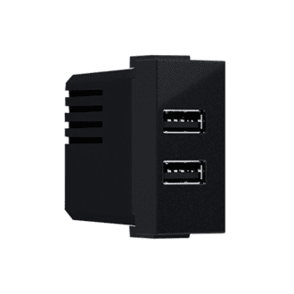 Modys Πριζα Τροφοδοσιασ Usb 1 Στ. 2Xusb Μαυρη Ματ  5Vdc 2X1.2A Ip20