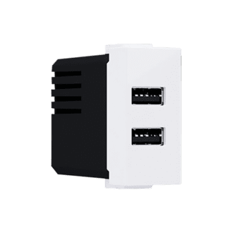 Modys Πριζα Τροφοδοσιασ Usb 1 Στ. 2Xusb Λευκη 5Vdc 2X1.2A Ip20