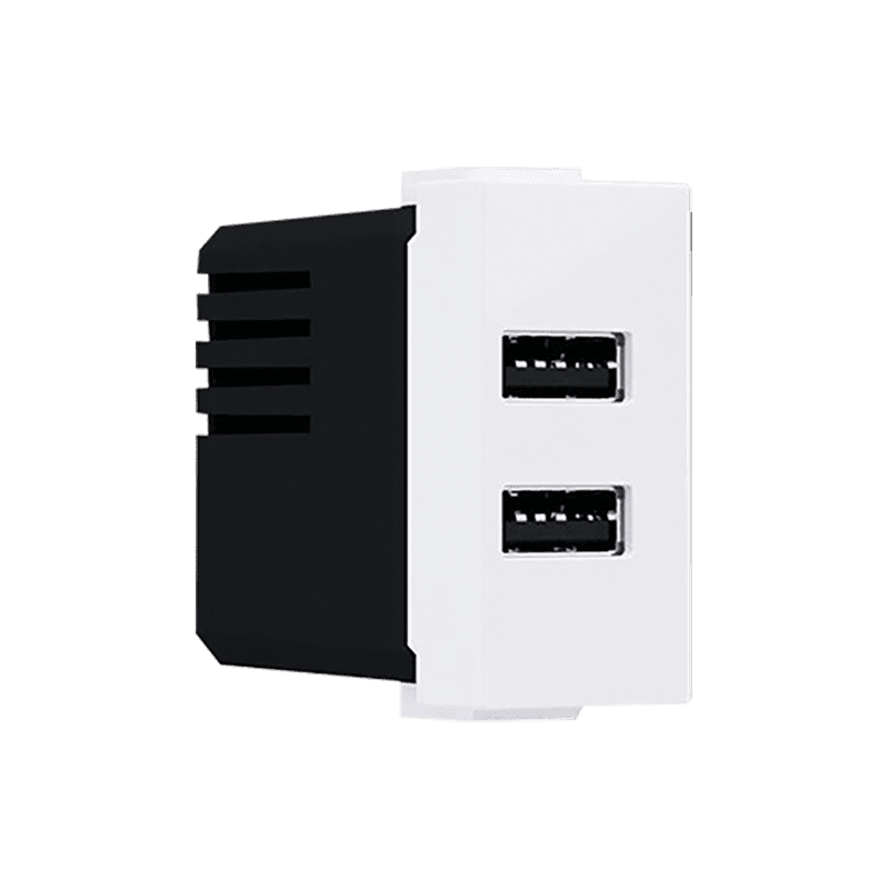 Modys Πριζα Τροφοδοσιασ Usb 1 Στ. 2Xusb Λευκη 5Vdc 2X1.2A Ip20