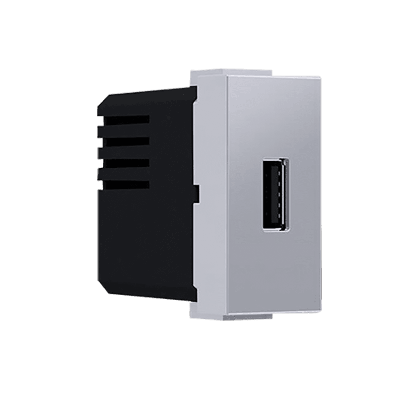 Modys Πριζα Τροφοδοσιασ Usb 1 Στ. 1Xusb Ασημι 5Vdc 1.2A Ip20