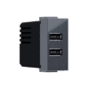 Modys Πριζα Τροφοδοσιασ Usb 1 Στ. 2Xusb Ανθρακι 5Vdc 2X1.2A Ip20
