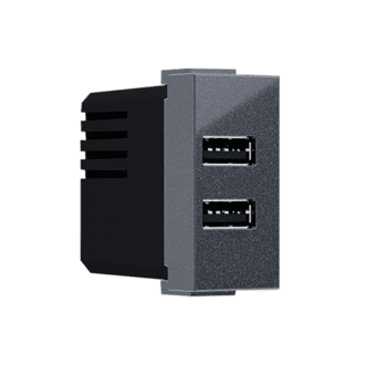 Modys Πριζα Τροφοδοσιασ Usb 1 Στ. 2Xusb Ανθρακι 5Vdc 2X1.2A Ip20