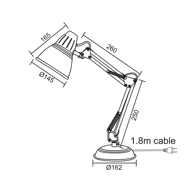Φ/Σ Γραφειου 1Χε27 Μαυρο Μεταλλικο Φ16Χφ15Χη50Cm Ufficio - Image 2