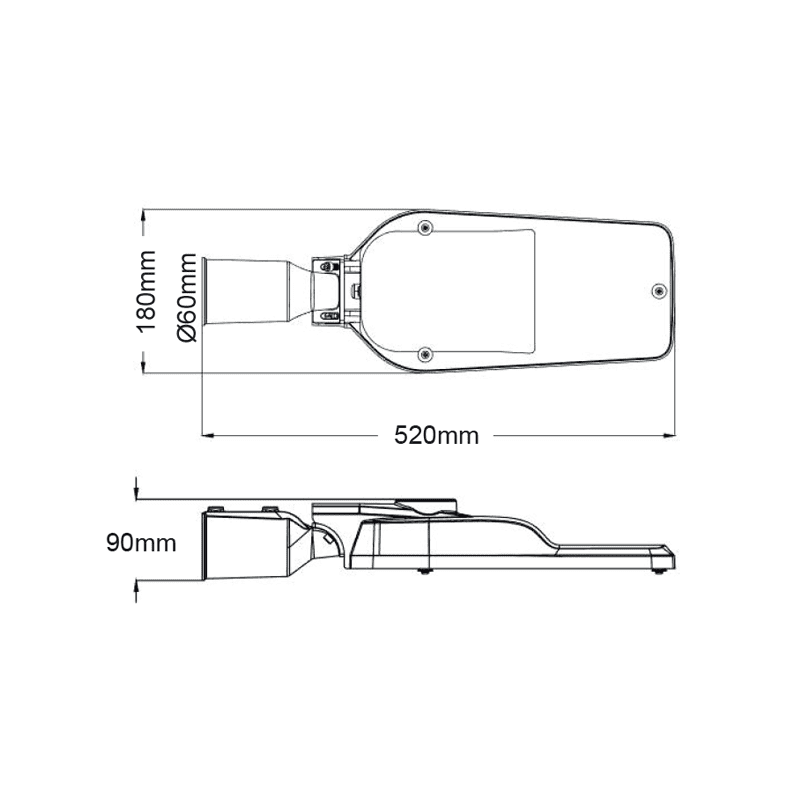 Led Street Luminaire 50W 7000Lm 4000K 150⁰ X 75⁰ Class Ii Ip66 10Kv 230V Ac Ip66 - Image 2