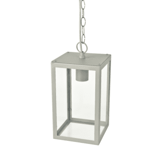 Λευκο Κρεμαστο Φωτιστικο Celia 1Xe27 Ip44 Με Διαφανο Γυαλι