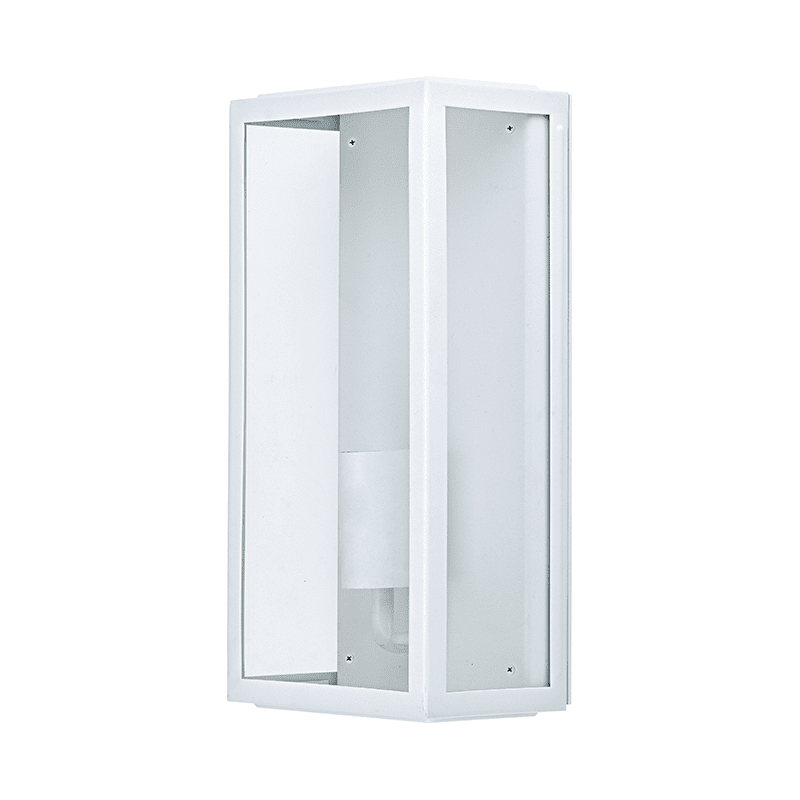 Λευκο Επιτοιχο Φωτιστικο Celia 1Xe27 Ip44 Με Διαφανο Γυαλι