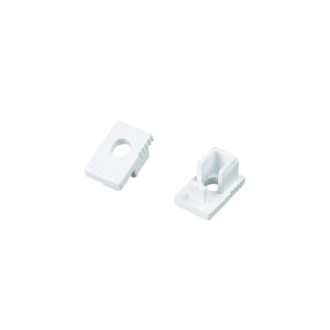 Set Of White Plastic End Caps For P129N, 2 Pcs With Hole