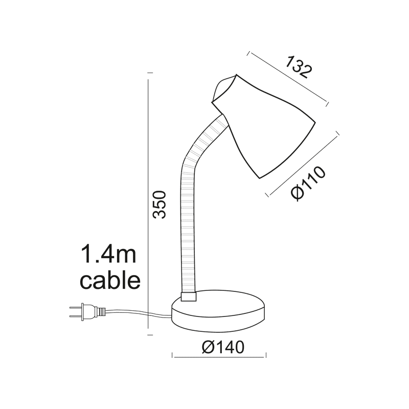 Φωτιστικο Γραφειου Κοκκινο Με Λευκο 1 Χ Ε27 Yuppie - Image 2