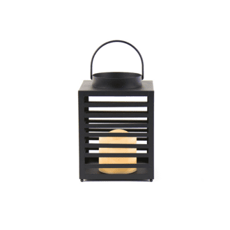 "Ebeko", Mαυρο Μεταλ Φαναρι-Πλαστικ Κερι, 1 Led Λαμπ Μπατ(3Xaaa), Θερμο Λευκο, Ip44, 14X14X19.5Cm