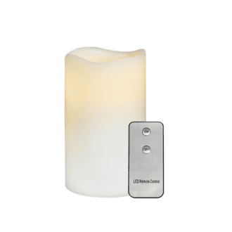 Λευκο Κερι, 1  Led Λαμπ Μπατ(2Xaa) & Ον/Οff Ir Τηλεχ., Θερμο Λευκο, Ip20, Φ7.5X15Cm