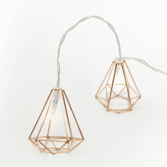 "Metal Diamond" 10Led Λαμπακ Σειρα Μπαταρ.(3Xaa)&Χρονοδιακ (6Ον/18Off) Θερμο Λευκο Χαλκινο Μεταλλ