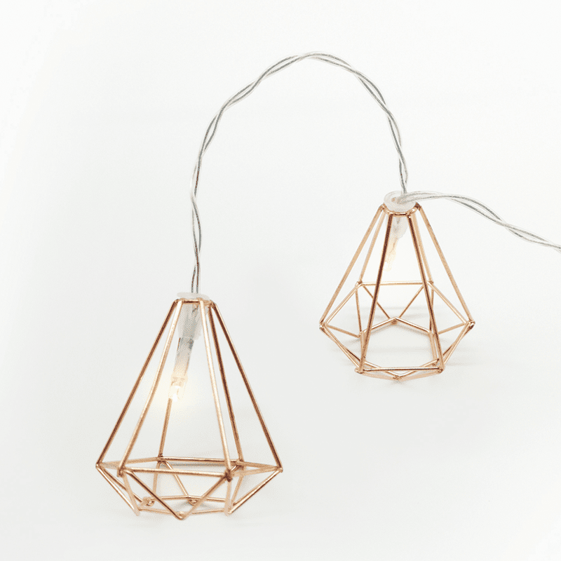 "Metal Diamond" 10Led Λαμπακ Σειρα Μπαταρ.(3Xaa)&Χρονοδιακ (6Ον/18Off) Θερμο Λευκο Χαλκινο Μεταλλ