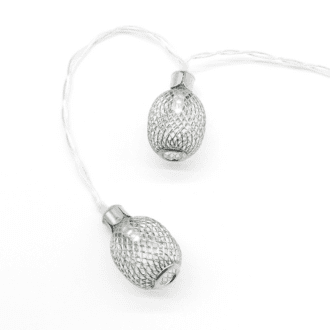 Υ/Κ "Metal Pinapple" 10Led Λαμπακ Σειρα Μπατ(3Xaa) & Timer Ww Ασημι Μεταλ