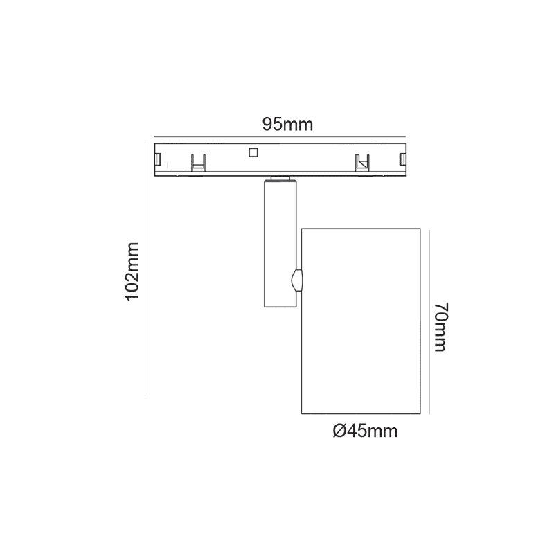 Μινι Μαυρο Μαγνητικο Σποτ 24V Dc 9W 4000K 870Lm 38° Ra90 5Yrs Φ45*70(102)Μμ - Image 2