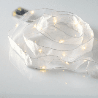 "White Ribbon", 20 Led Λαμπ.χαλκου, Ww, Ασημι Καλ. & Μπατ. 3Xaa, Ip20, 2M+10Cm, 1.2W