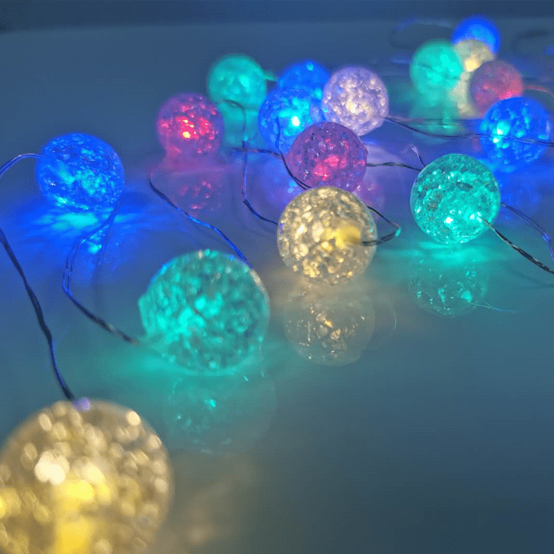 "Balls", 20 Led Λαμπ. Χαλκου, Rgby, Ασημι. Καλ. & Μπατ. 2Xaa, Ip20, 2M+10Cm, 1.2W