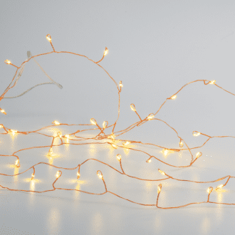 50 Cluster Led Λαμπακ Σειρα Θερμο Λευκο Χαλκινο Καλωδ Χαλκου & Μπαταρ 3Xaa Ip20 2.5M+30Cm 3W