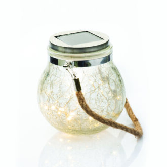 30 Ww Solar Leds, Γυαλ. Βαζο. Λαμπ. Σειρα, Μπατ., Φβ Πανελ, Ασημι Καλ. Χαλκου, Ip44, Φ12.5Xh14.5Cm