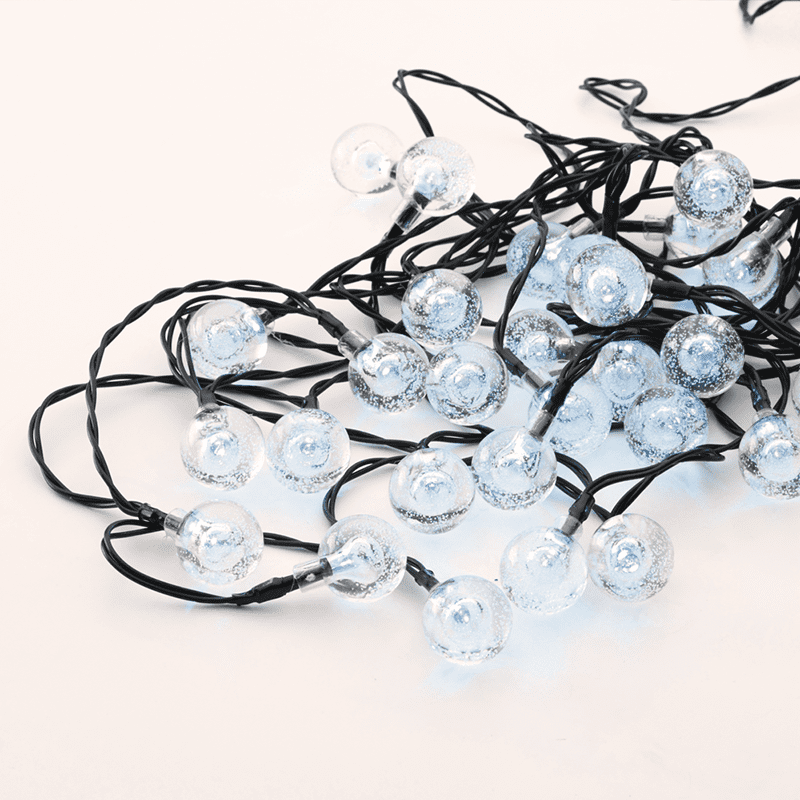 30 Cw Solar Leds, Πλαστικα Μπαλ. Λαμπ. Σειρα, Μπατ., Φβ Πανελ, Flash, Μαυρο Καλ., Ip44, 4.35M+2M