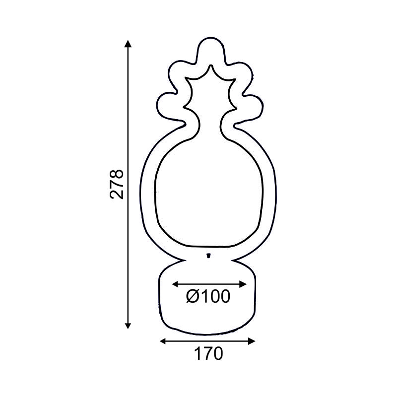 Ανανασ, 41 Neon Led Λαμπακια Με Μπαταρια (3Xaa)/Usb, Πρασινο & Κιτρινο, Ip20, 17X10X28,5Cm - Image 2