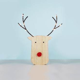 "Wooden Reinder Head" 10 Μινι Led Ww Λ/Κια Μπ/Ριεσ (2Αα) Ip20 17X3X18Cm