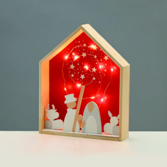 Wooden House Κοκκινο 10 Led Λαμπ Καλωδιο Χαλκου Θερμο Σταθερο Μπατ (2Χααa) 20*4,5*25Cm Ip20