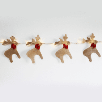 "Hessian Reindeer ", 20 Mini Led Ww Λ/Κια Ασημι Χαλk. Μπ/Ριεσ (3Xaa), Ip20, 180+30Cm, Διαφ. Καλ. Τ